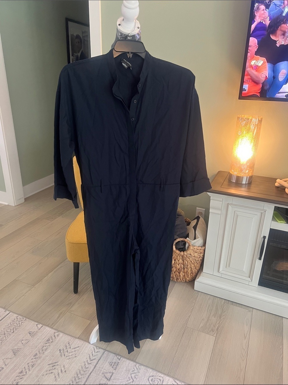 Club Monaco Blue Long-Sleeve Jumpsuit